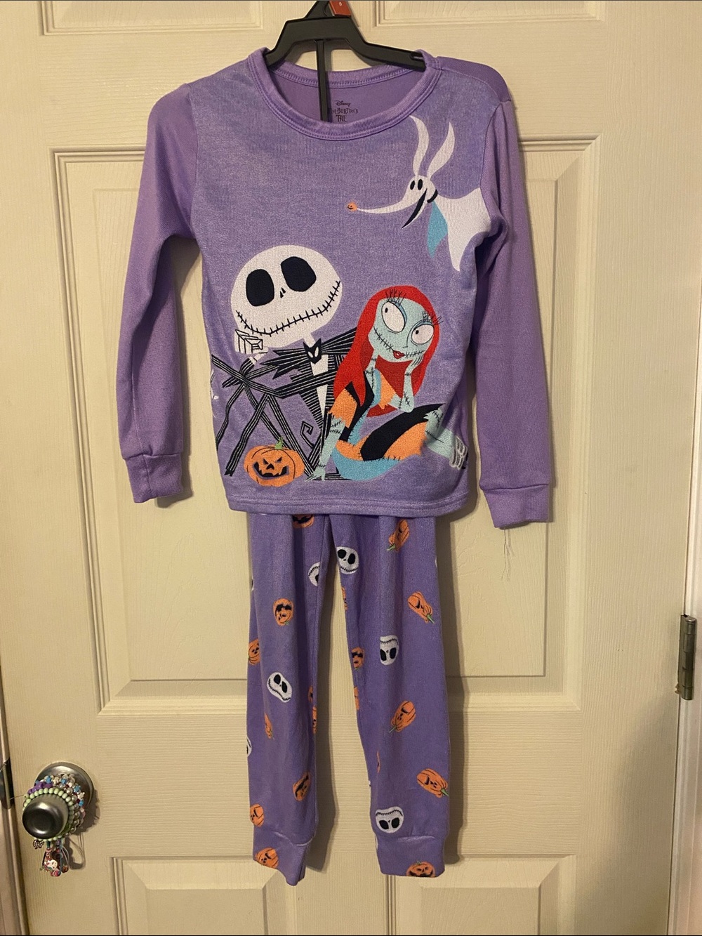 Disney Purple The Nightmare Before Christmas Kids Pajama Set with Jack & Sally